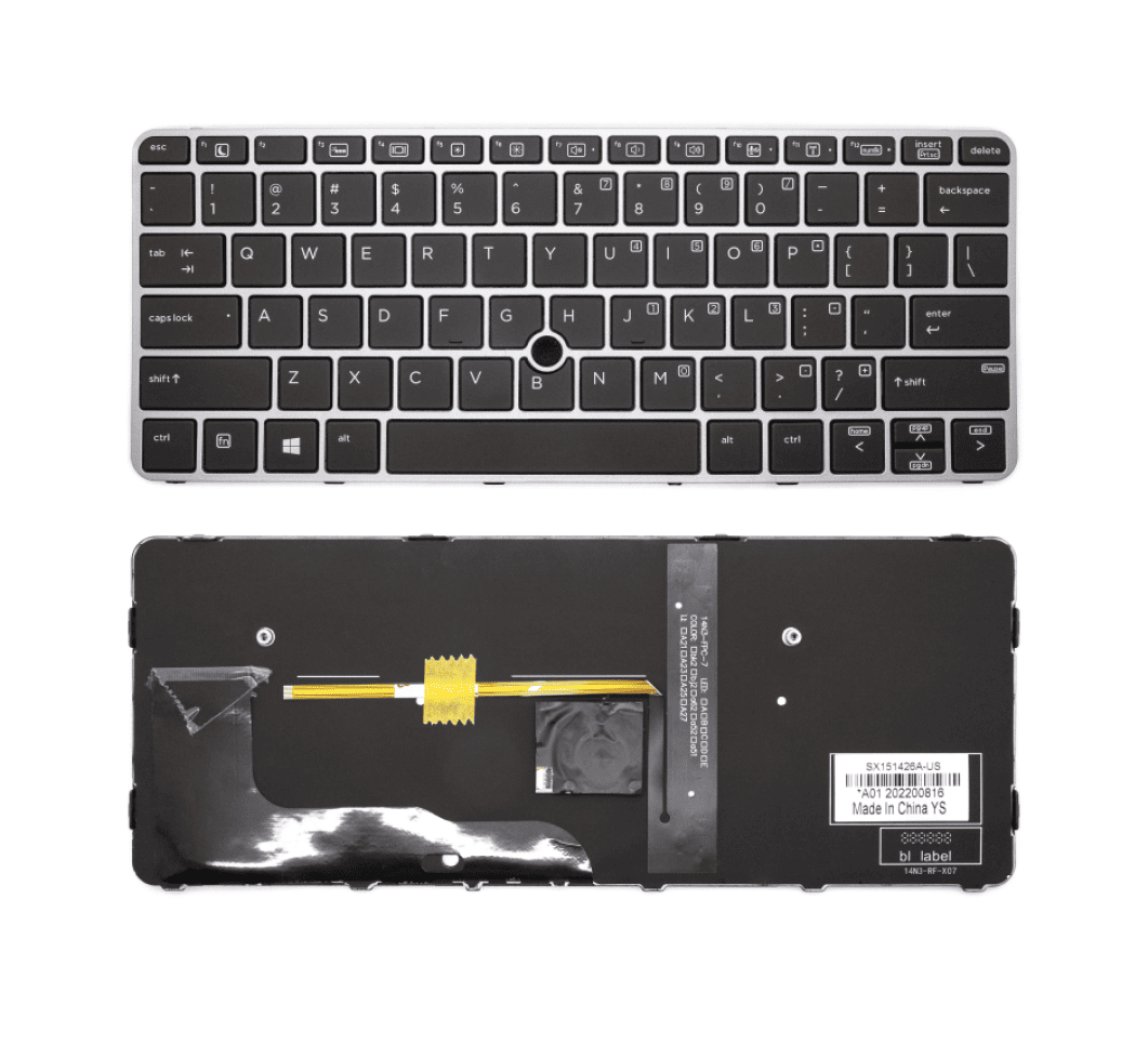kb820-G3-silver-frame.png Laptop Keyboard For HP EliteBook 820 G3, 826630-B31, 828 G3, 725 G4 Laptops With Silver Frame - Image 1
